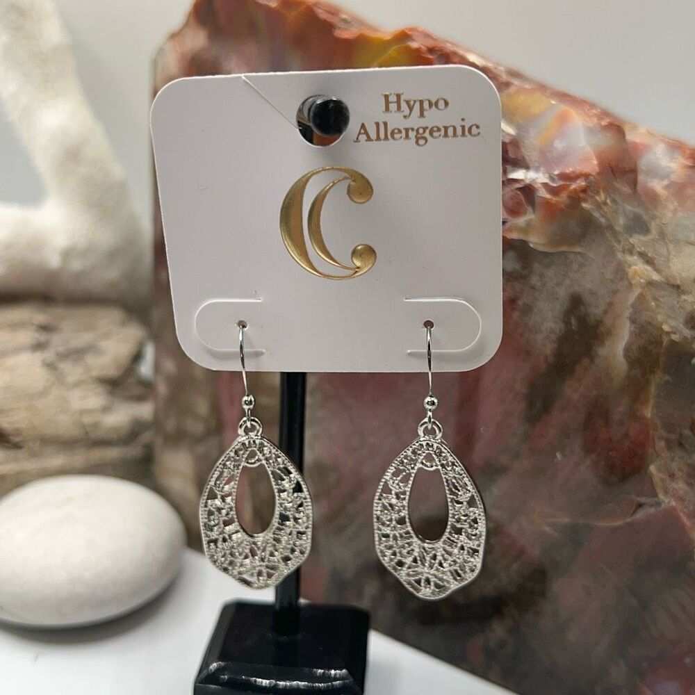 Charming Charlie Silver Dangle Filligree Earrings - Picture 9 of 12